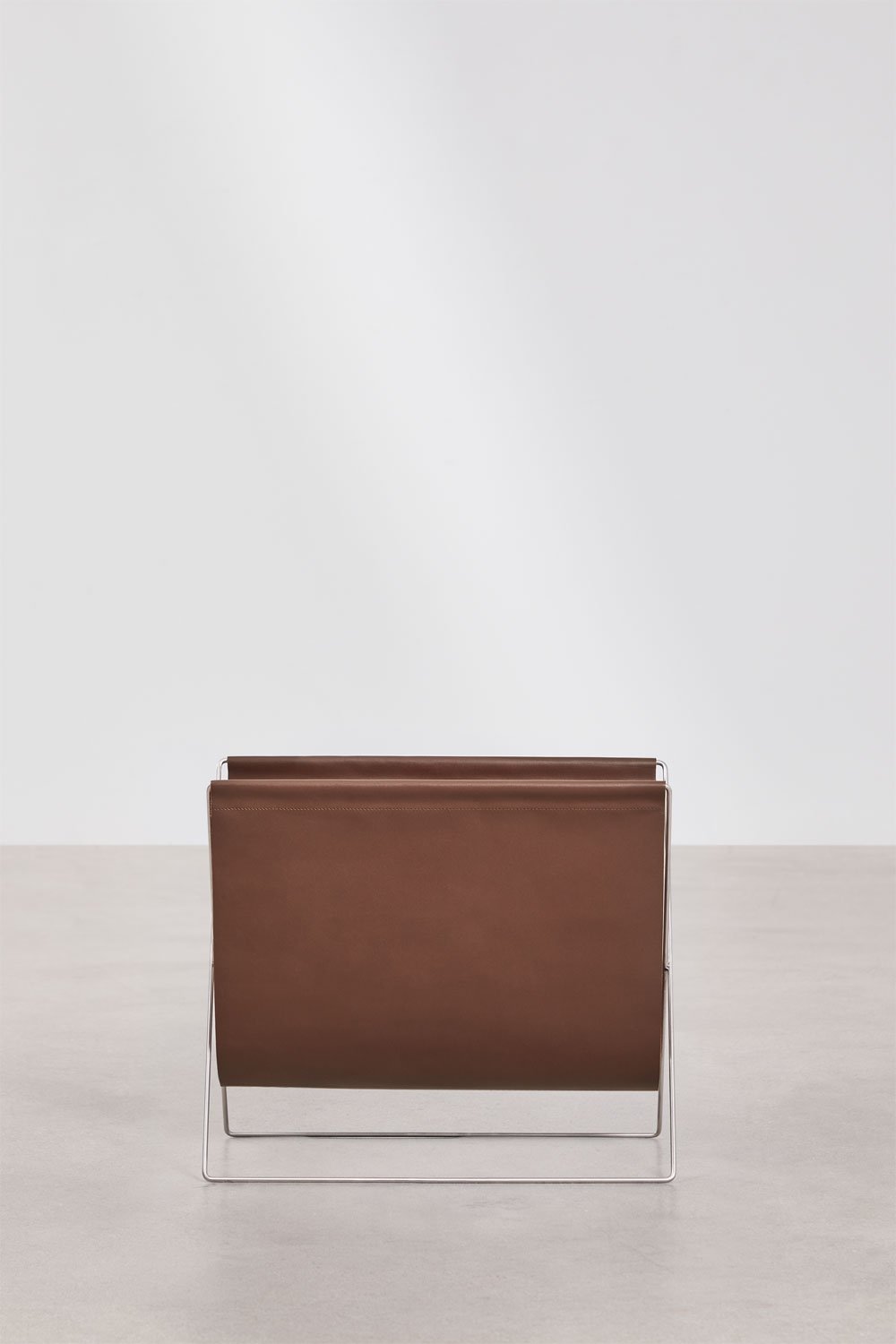 Pochyły stojak na czasopisma z skóry i stali nierdzewnej Dravena, obrazek w galerii 4