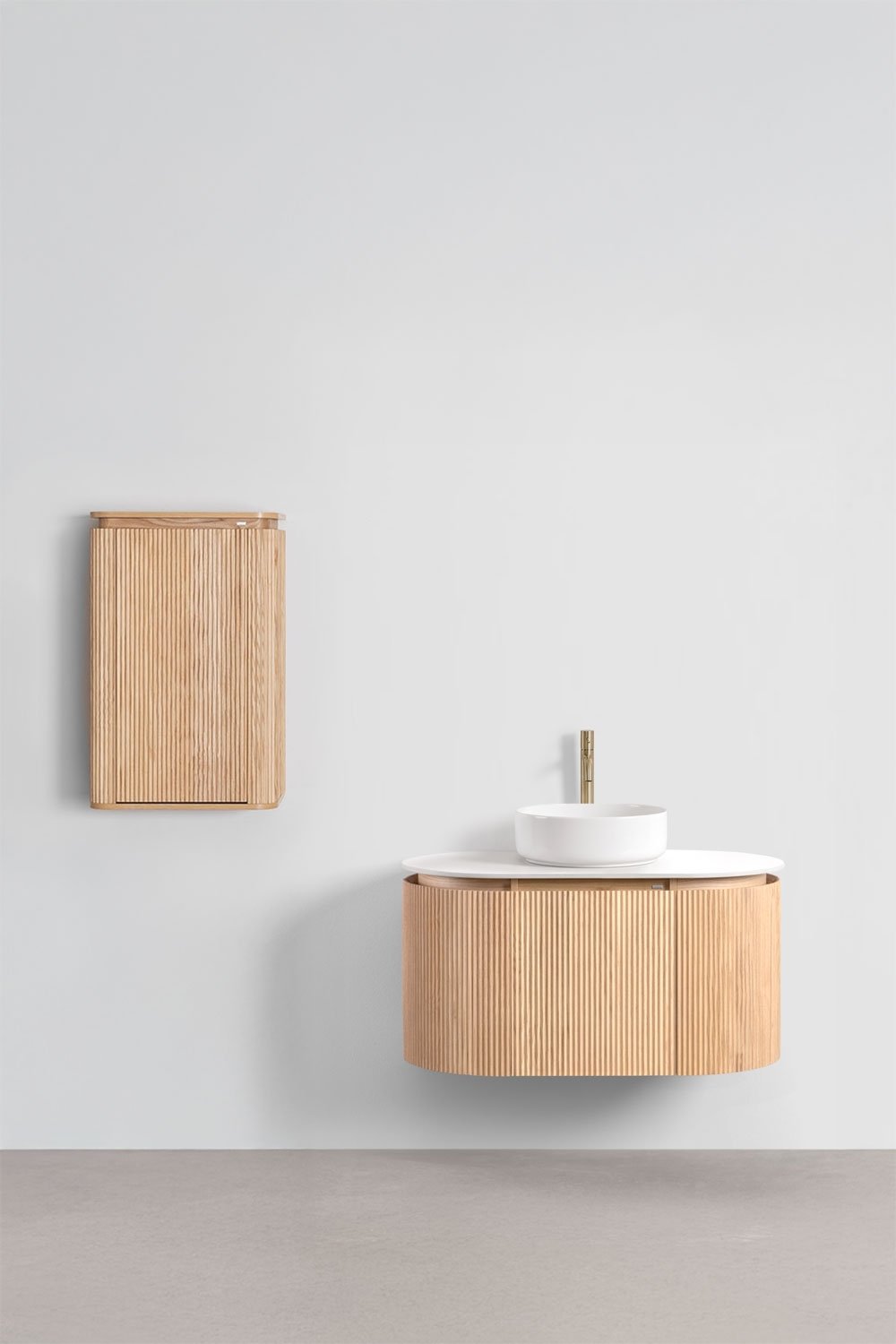 Zestaw wiszących mebli łazienkowych 90x50 cm z drewna Carsone, obrazek w galerii 2
