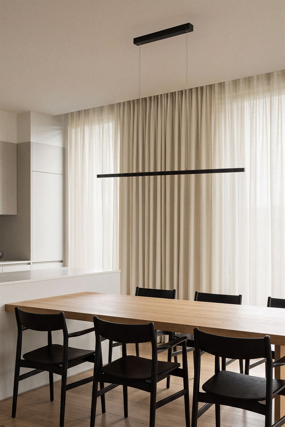 Lampa sufitowa wisząca liniowa LED 120 cm z pośrednim światłem z aluminium Danile, obrazek w galerii 1
