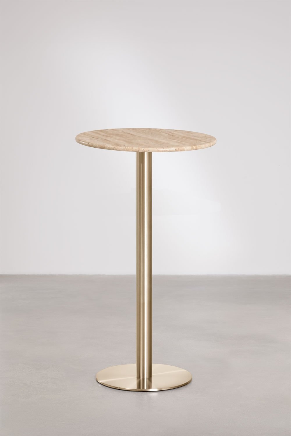 Wysoki, okrągły stolik barowy Ø60 cm z naturalnego kamienia Xiren, obrazek w galerii 1