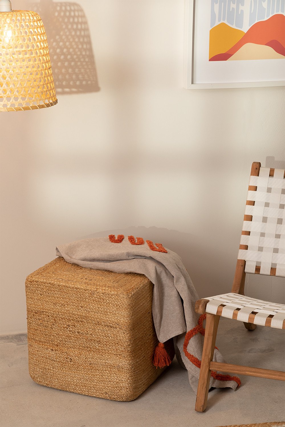 Kwadratowy Puf z Naturalnej Jutyf Orsen, obrazek w galerii 6