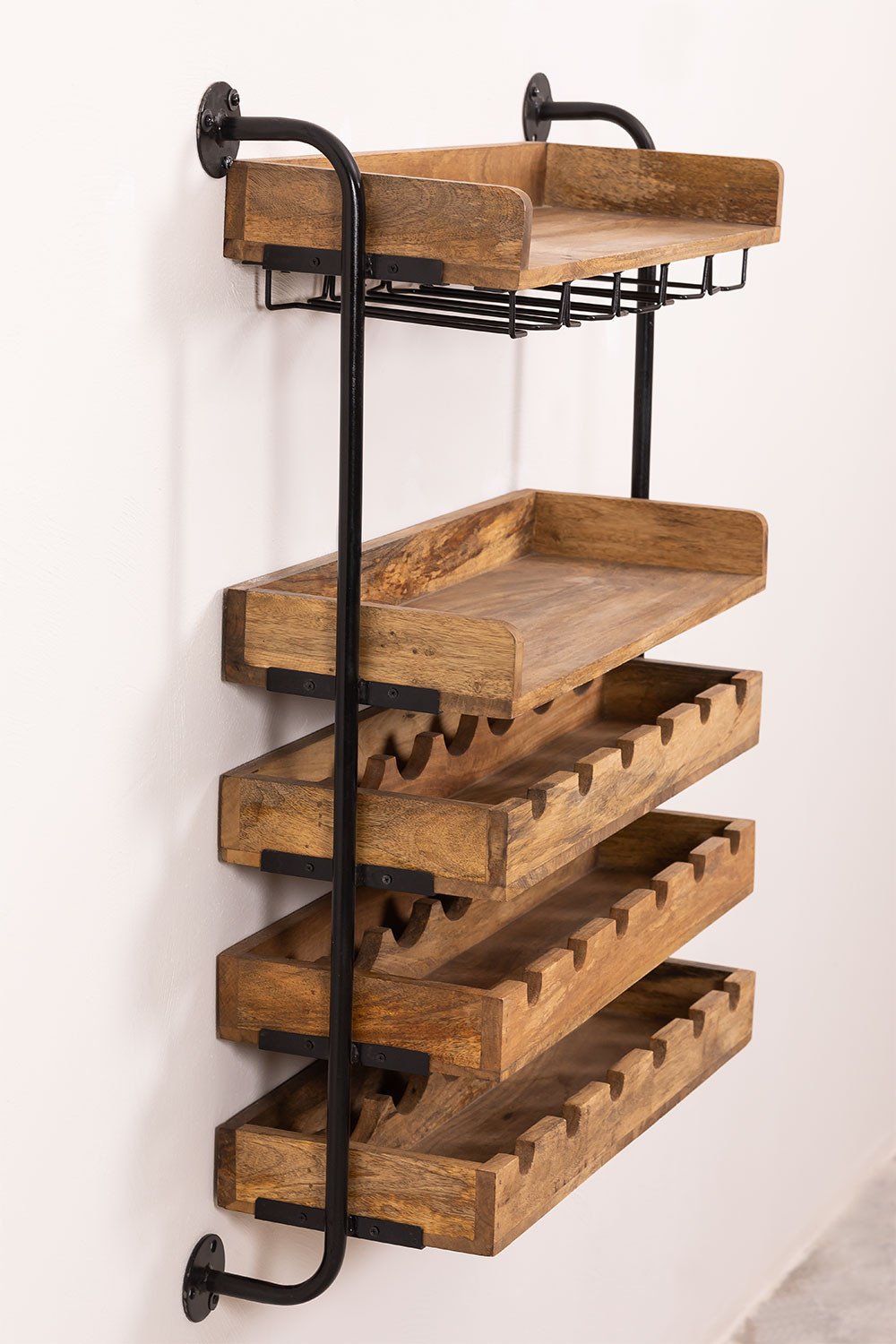 Wiszący stojak na wino na 18 butelek z drewna Wenni Style, obrazek w galerii 3