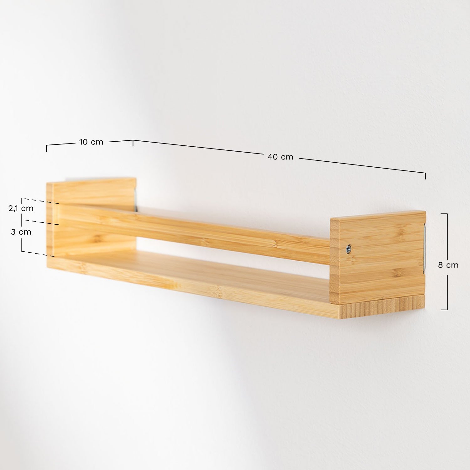 Prateleira de Parede de Bambu Tanno, Dimensões