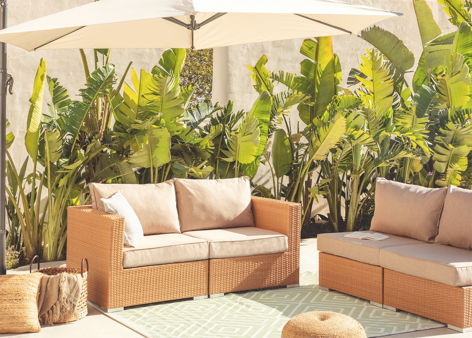 Sofá de jardim de 2 lugares em Rattan Sintético Jeven SKLUM