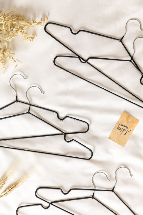Pack de 6 cabides em metal Anttal - Preto
