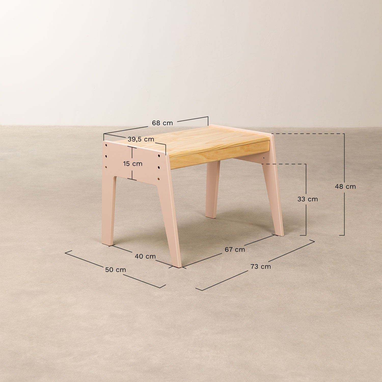 Conjunto de mesa e cadeira em madeira Blaby Kids, Dimensões