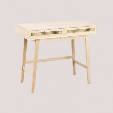 Escrivaninha Em Madeira Com Gavetas Ralik Design Madeira Natural - Sklum