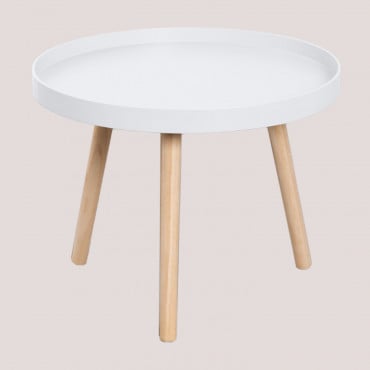 Mesa De Apoio Redonda Ø50 Cm Em Madeira Sigma Branco - Sklum