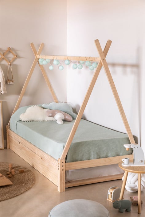 Cama ninho para colchão de 90 cm em madeira de pinho Joan Kids