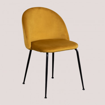 Pack 2 Cadeiras De Jantar Em Veludo Kana Design Mostaza & Preto - Sklum