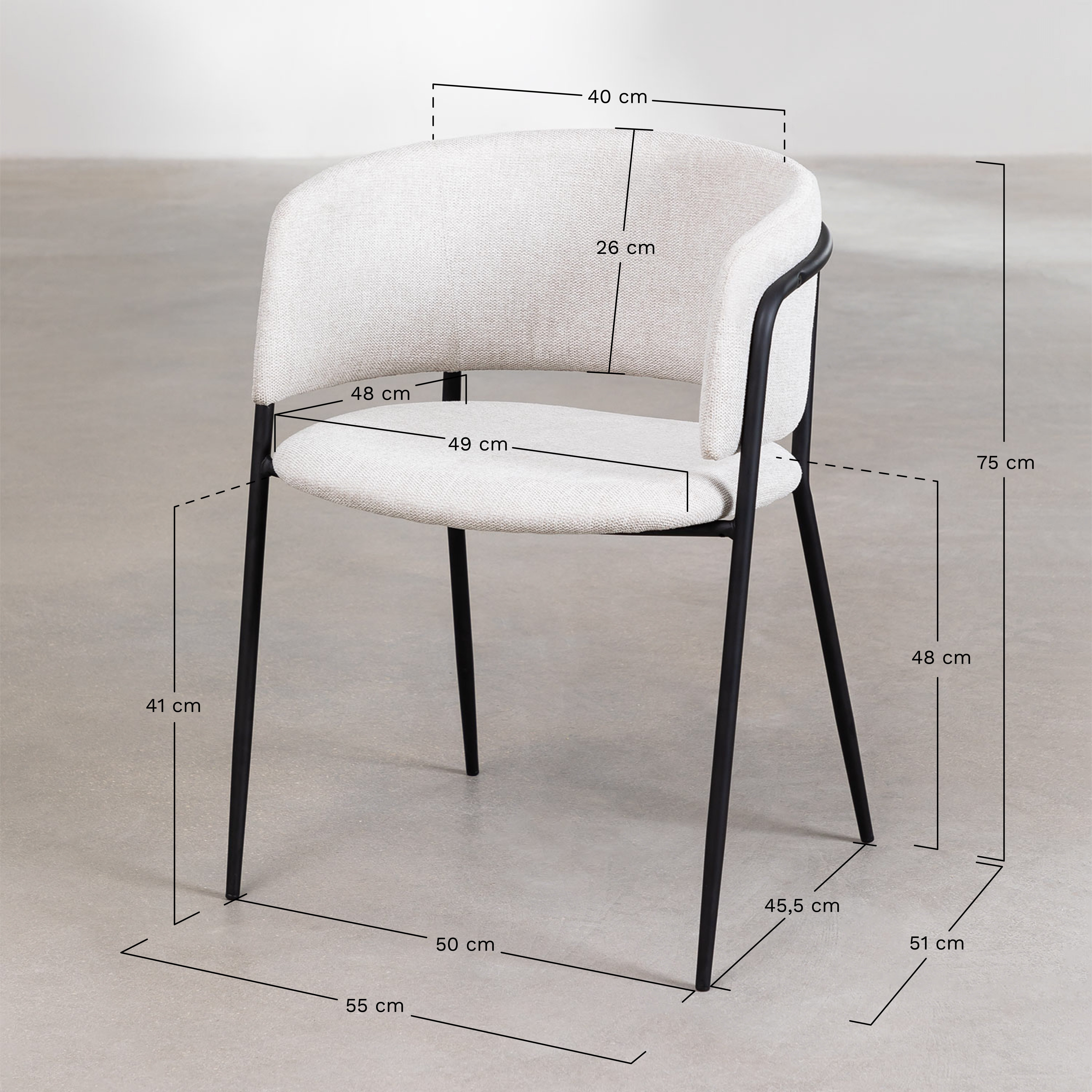 Cadeira de Jantar Nalon Style, Dimensões