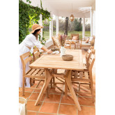 Conjunto de mesa rectangular (180x90) e 4 cadeiras de jardim de madeira de teca Yolen, imagem miniatura 2
