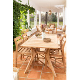 Conjunto de mesa rectangular (180x90) e 4 cadeiras de jardim de madeira de teca Yolen, imagem miniatura 1