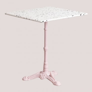 Mesa De Bar Quadrada Em Terrazzo (60x60 Cm) Volutto Rosa Algodão Doce - Sklum