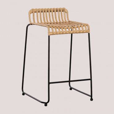 Pacote Com 4 Bancos Altos De Jardim Em Rattan Sintético Aroa ↑65 Cm & Negro - Sklum