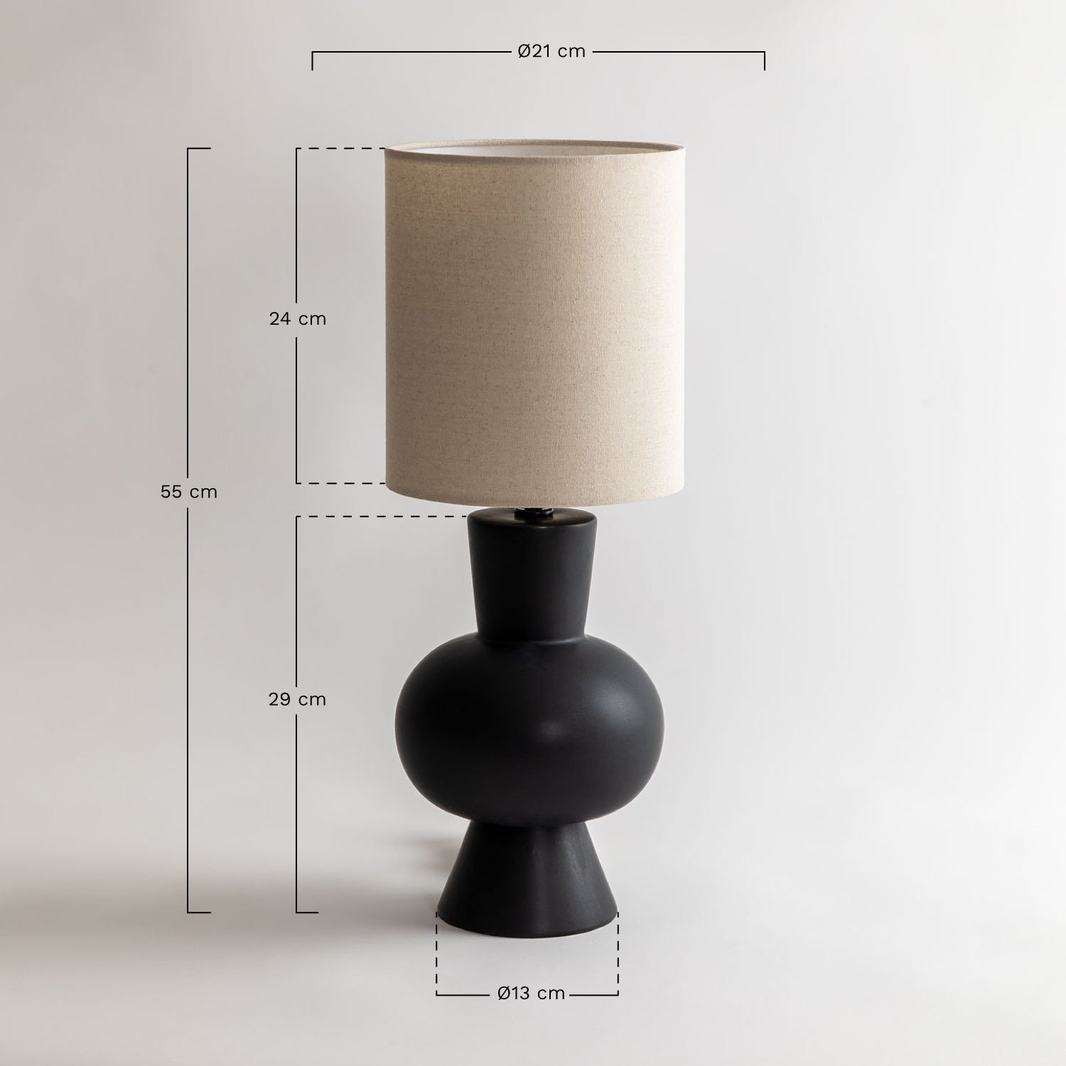 Candeeiro de Mesa de Cerâmica Arese, Dimensões