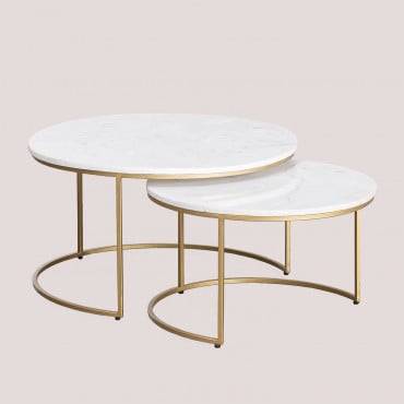 Mesas Ninho Em Mármore Kaley Mármore Branco - Sklum