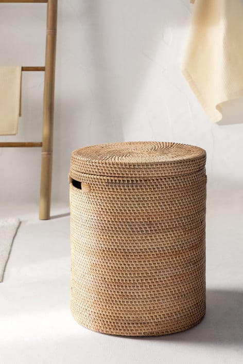 Cesto para roupa redondo Ø30 cm em rattan Guacui