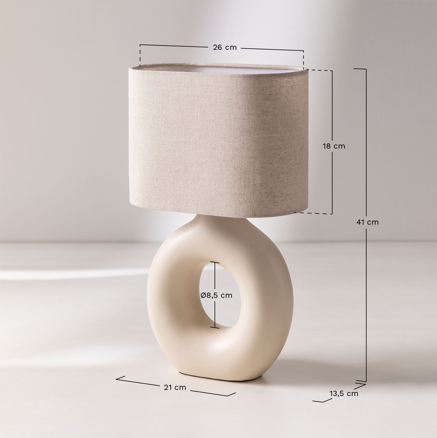 Luminária de mesa de cerâmica Katy, Dimensões