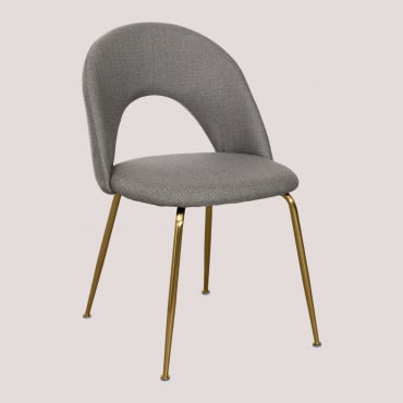 Cadeira De Jantar Estofada Em Tecido Glorys Style Toupeira & Dourado - Sklum