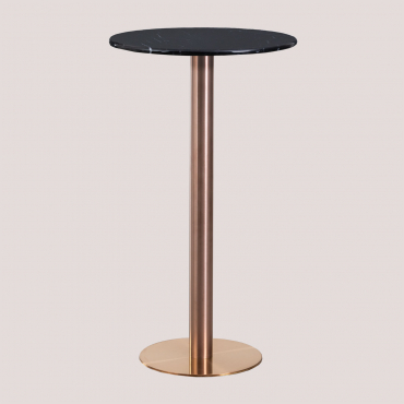 Mesa Alta Redonda Em Mármore (ø60 Cm) Cosmopolitan Mármore Preto & Oro Rosa - Sklum