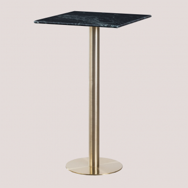 Mesa Alta Quadrada De Mármore (60x60 Cm) Cosmopolitan Mármore Verde & Ouro Champagne - Sklum