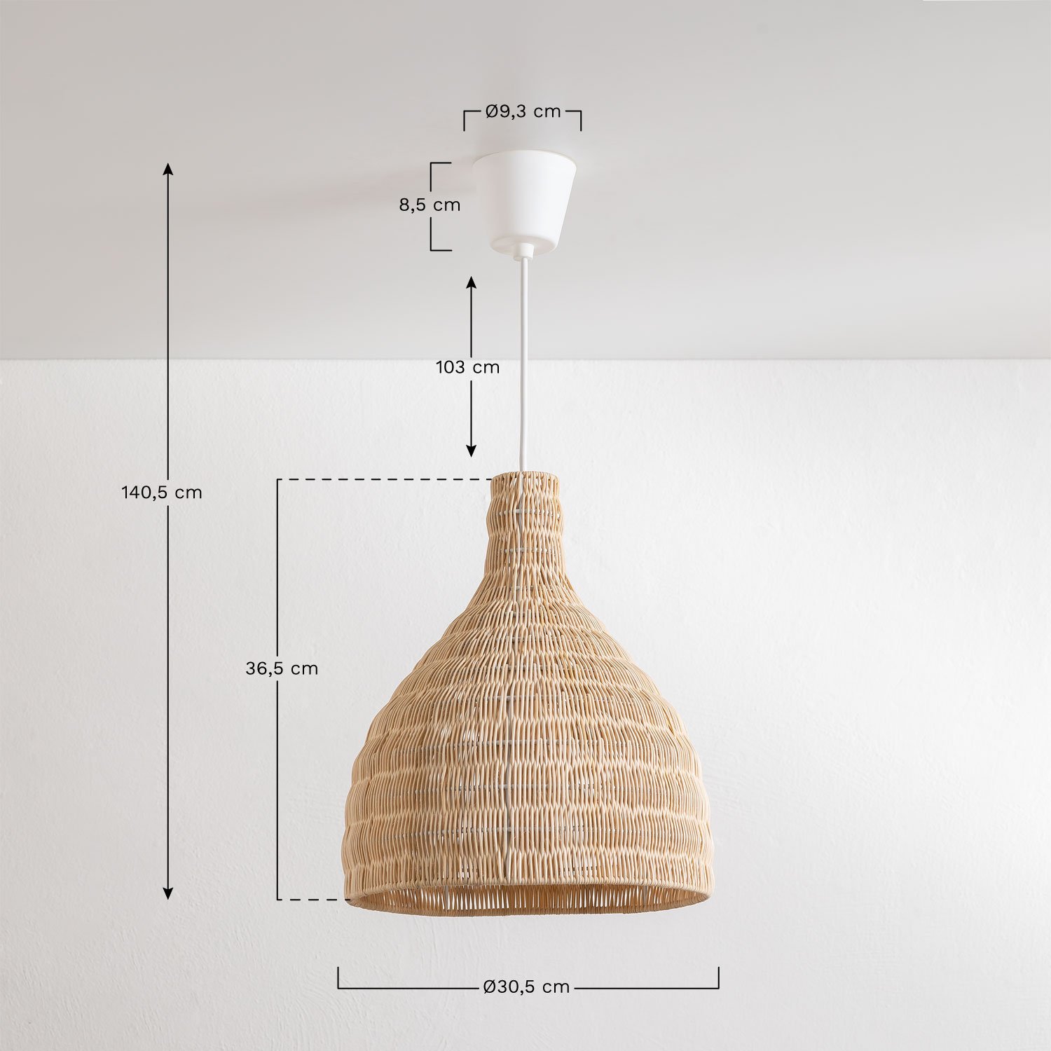Candeeiro de Teto em Rattan Markle, Dimensões