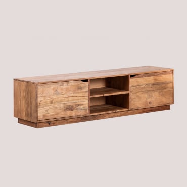Móvel Tv 160x40 Cm Com Prateleira Em Madeira De Acácia Tasmani Castanho Acácia - Sklum