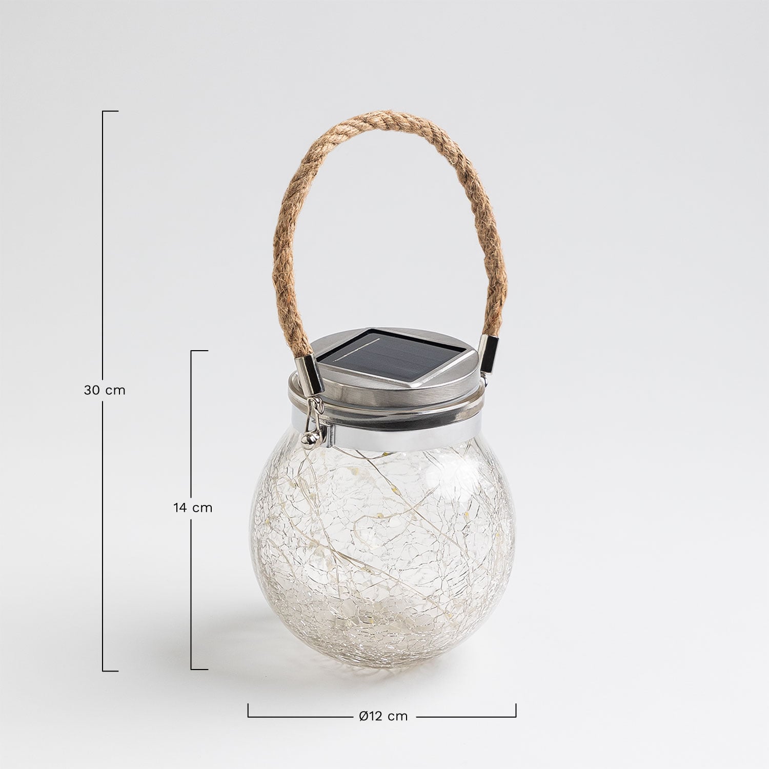 Frasco de vidro solar com guirlanda Gabinsen   , Dimens&otilde;es