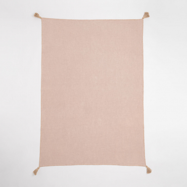 Manta Xadrez Em Algodão Paraíba Cor-de-rosa Avelã - Crema Linho - Sklum