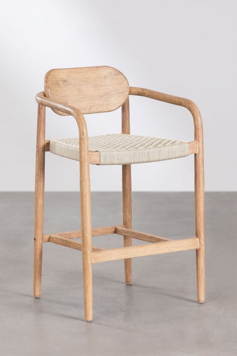 Banco alto 65 cm em madeira bege creme Naele - Beige Creme