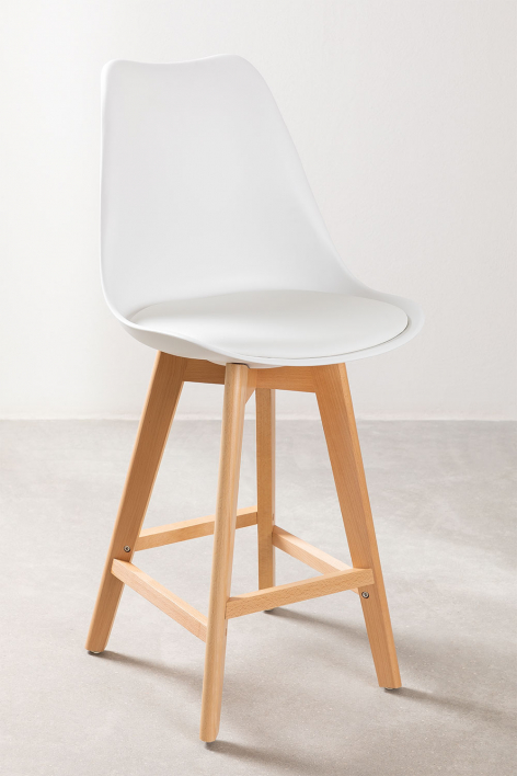 Pack de 4 bancos altos 65 cm com almofada em polipele branco Nordic