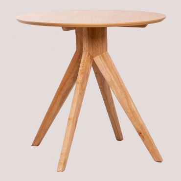 Mesa De Jantar Redonda De Madeira (ø80 Cm) Sekiz Madeira Natural - Sklum