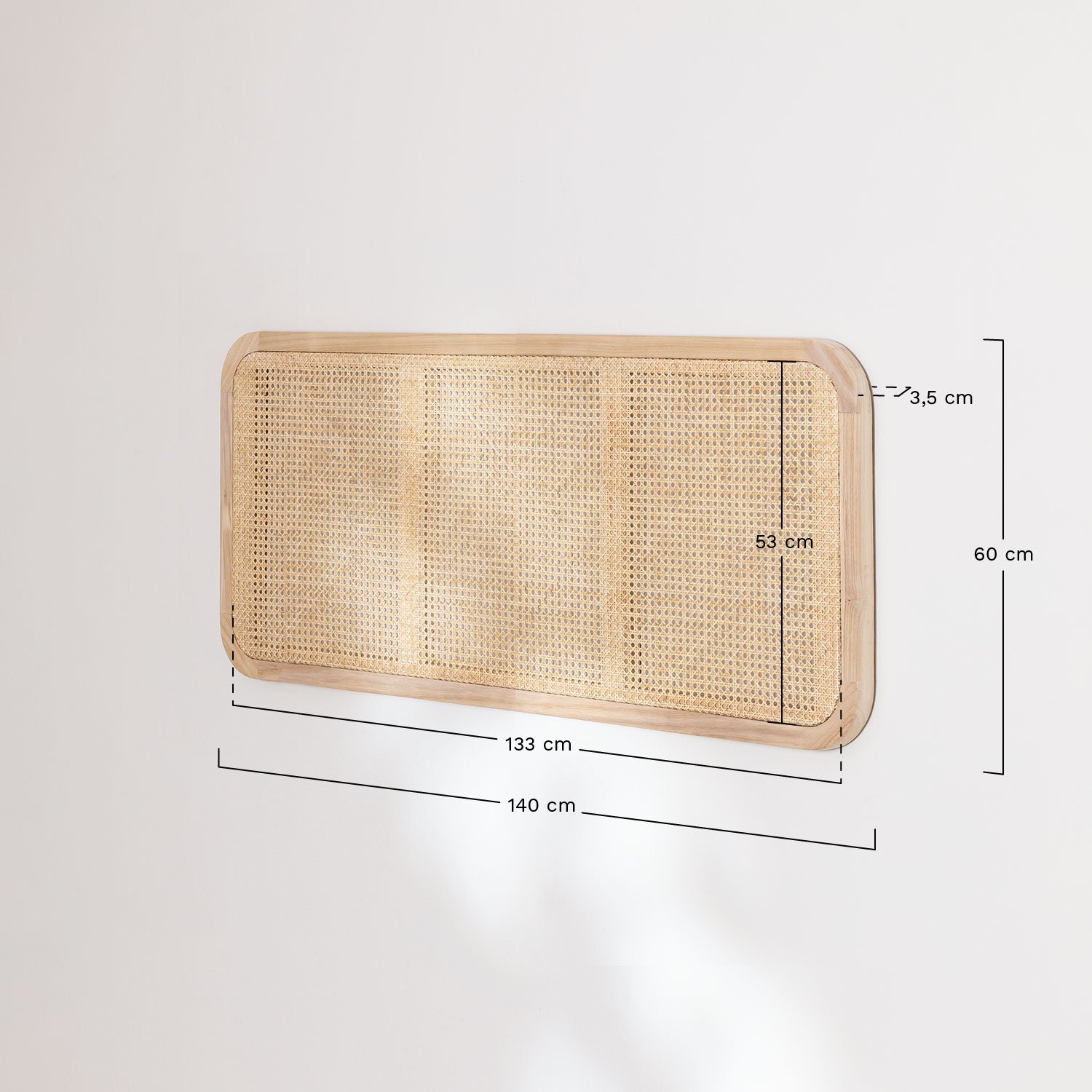 Cabeceira de madeira Ralik Design para cama de 135 cm e 150 cm, Dimensões