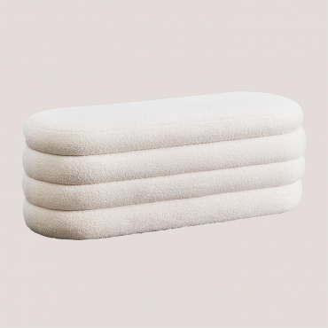 Banco Com Arrumação 130 Cm Em Tecido De Ovelha Jutson Chenille Branco - Sklum