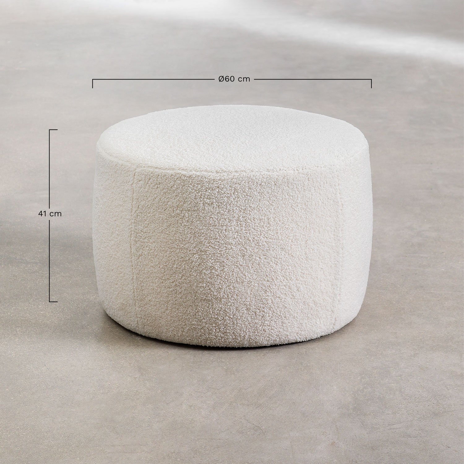 Puff em Chenille Jaldinguer, Dimensões