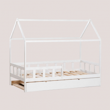 Cama De Madeira Para Colchão Kelly Kids De 90 Cm Madeira Branca & Cama De Trundle & 90 X 190 Cm - Sklum para crianças