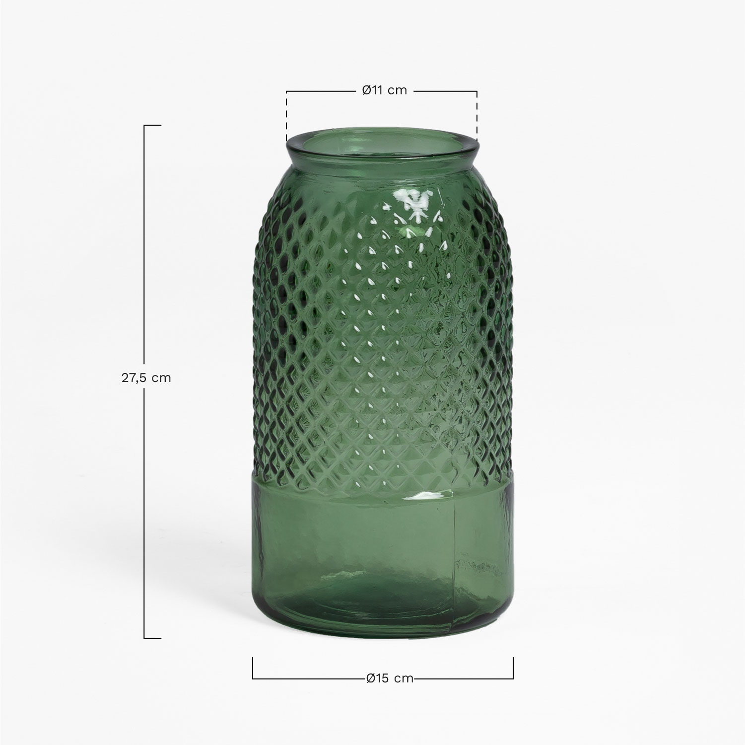 Jarro de Vidro Reciclado 27,5 cm Dinte, Dimensões