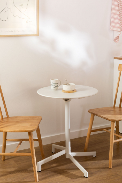 Mesa de bar redonda Ø60 cm dobrável e conversível em 2 alturas em aço Dely