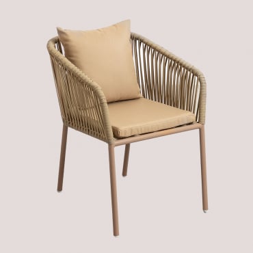 Pacote De 2 Cadeiras De Jardim Arhiza Classic Com Braços De Alumínio E Corda Trançada Castanho Areia - Sklum