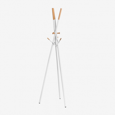 Suporte p/Cabides De Pé Em Metal E Madeira De Faia Urian Branco - Sklum