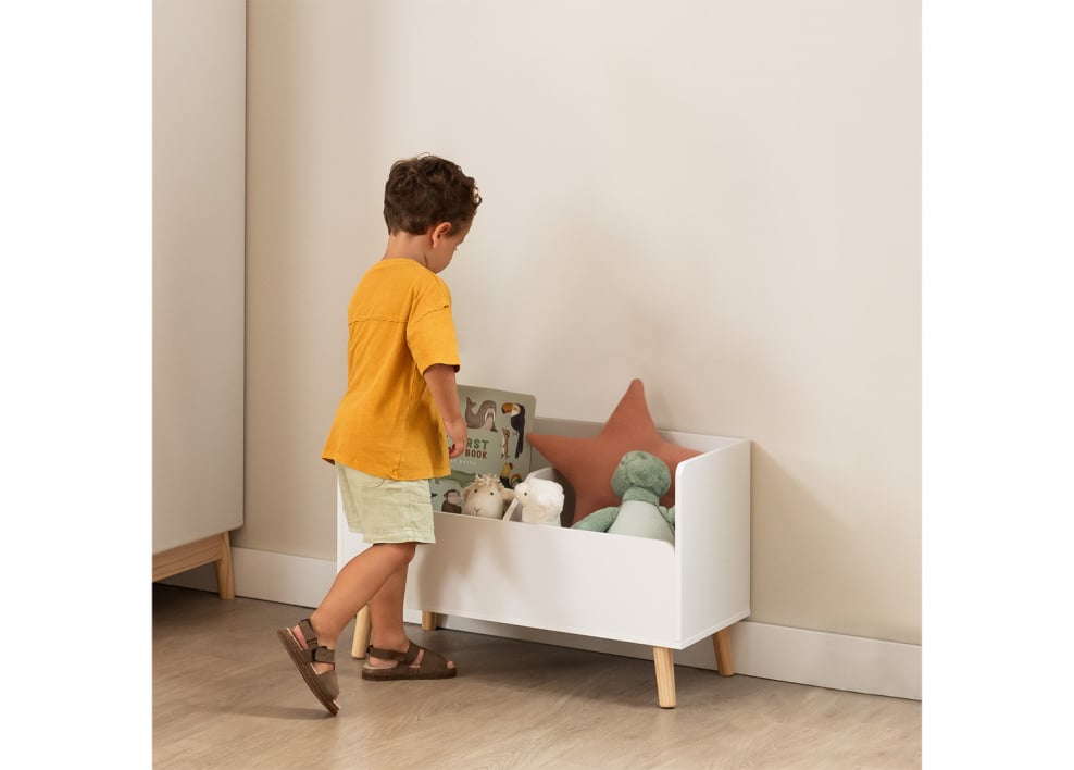 Caixa de brinquedos em MDF e madeira de pinho Tom Kids