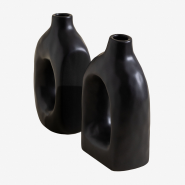 Conjunto De 2 Suportes Para Livros Em Cerâmica Offred Preto - Sklum