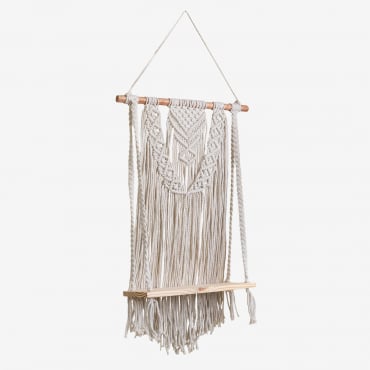 Tapiz Con Estante De Pared E Macramé Nicator Crema - Sklum