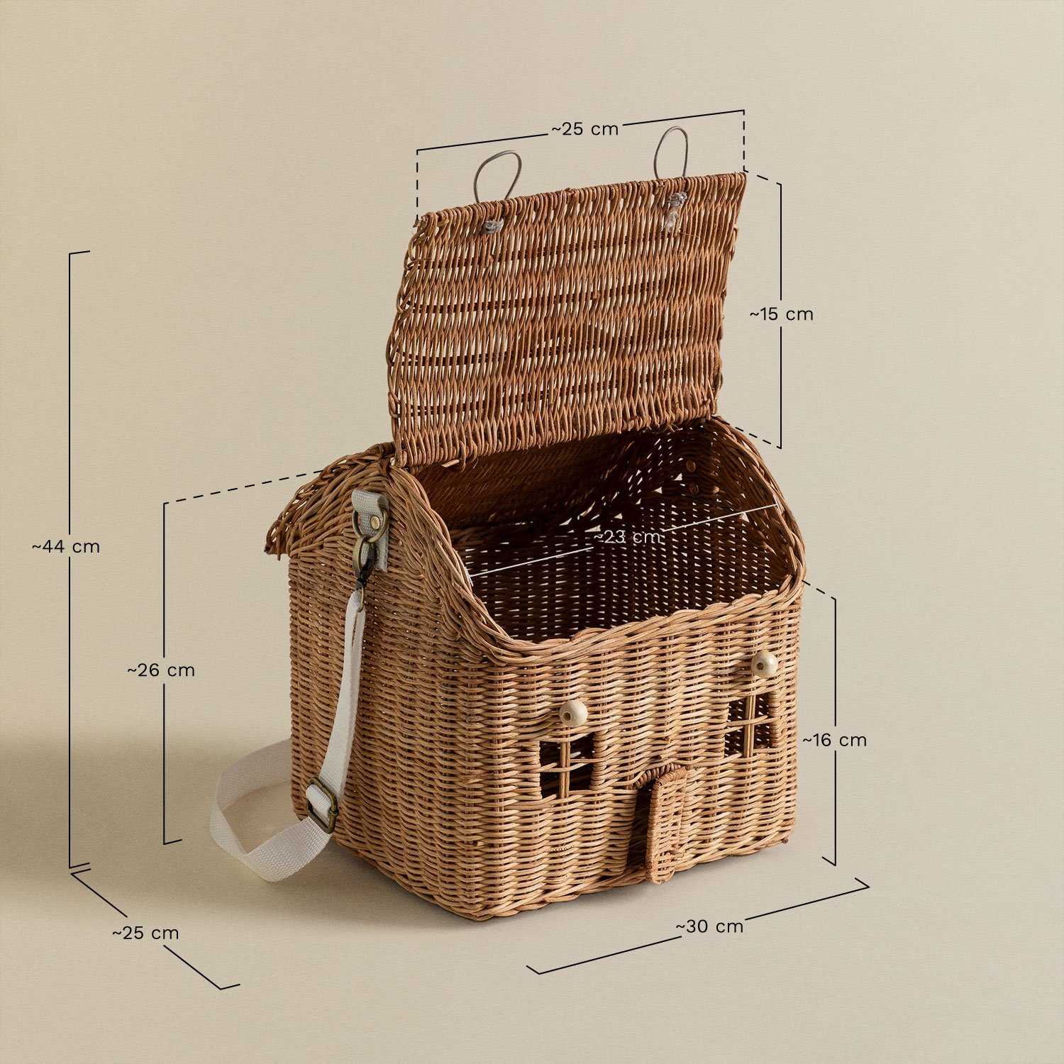 Cesta para lanche em rattan Jausy Kids, Dimensões