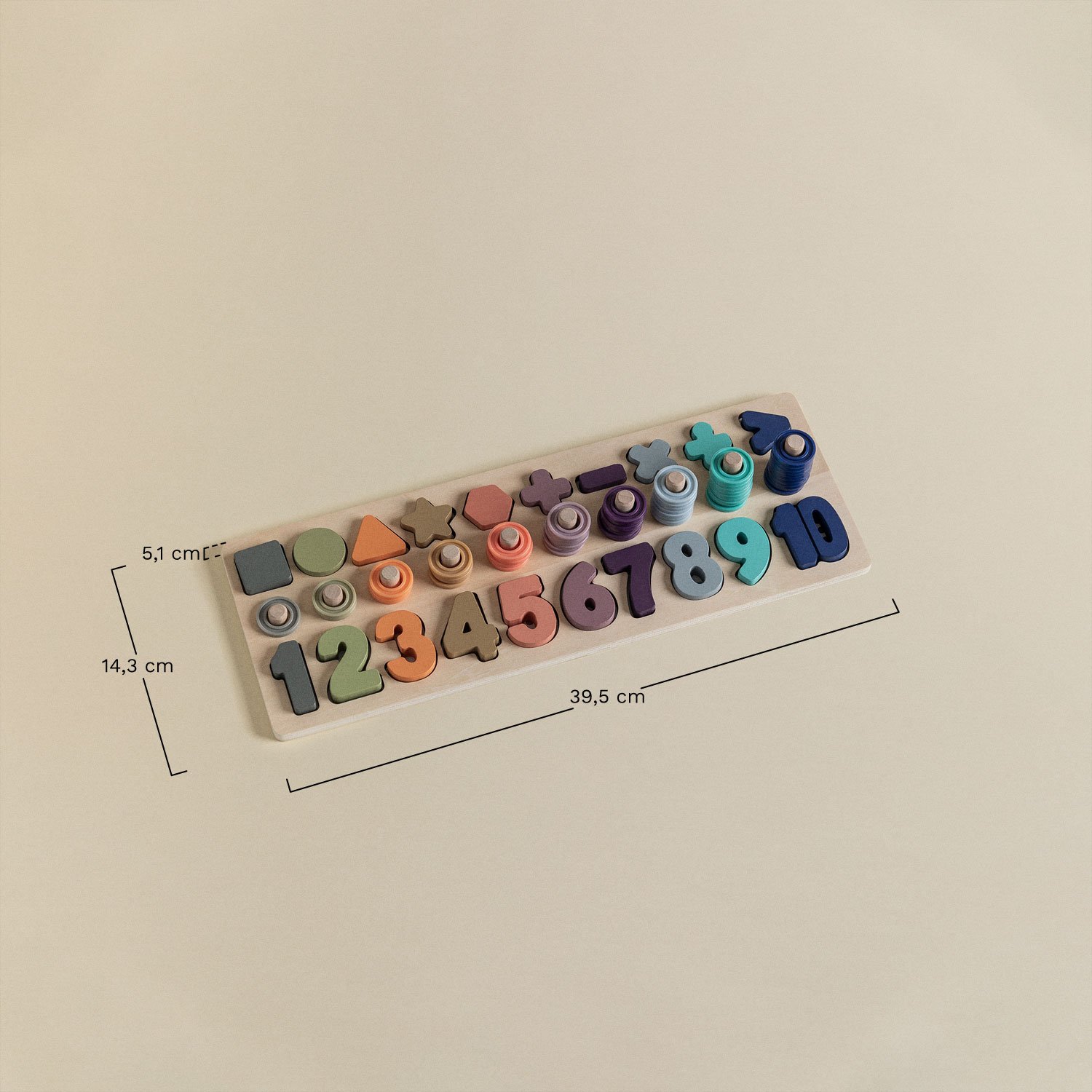 Puzzle com Números de Madeira Sesil Kids, Dimens&otilde;es