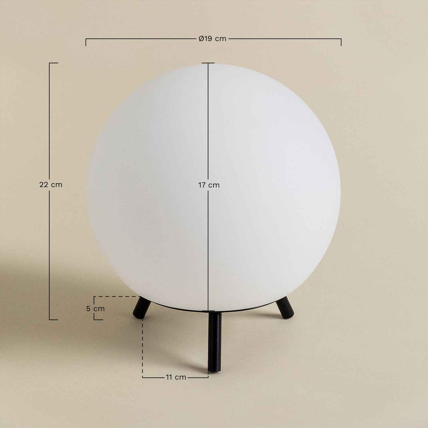 Lâmpada de mesa LED sem fio para exterior Cyntia, Dimensões