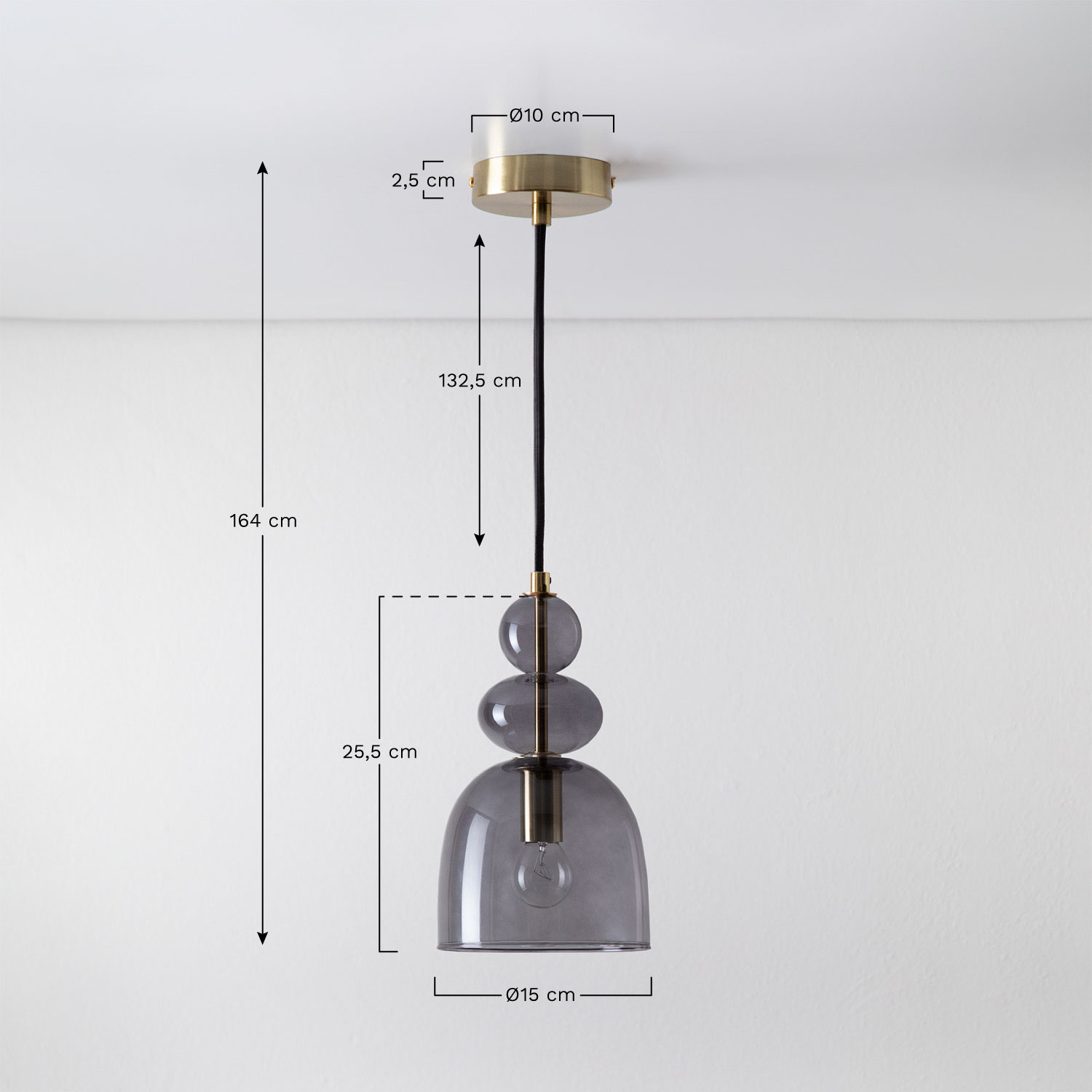 Lâmpada de teto suspensa em cristal Bezany, Dimens&otilde;es