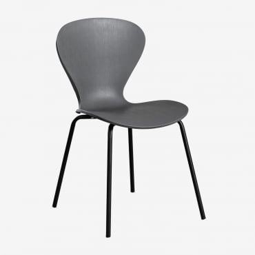 Conjunto De 2 Cadeiras De Jantar Empilháveis Cinzento Escuro & Negro - Sklum