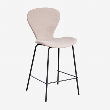 Banqueta Alta Estofada Uit Nudez Castanho Claro & ↑65 Cm & Negro - Sklum